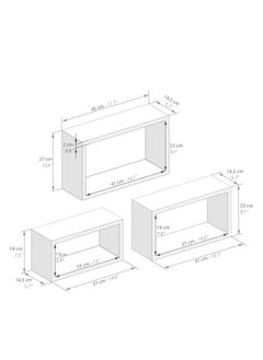 ماركة غير محددة مجموعة رفوف حائطية عائمة مستطيلة الشكل مكونة من 3 قطع  - Image 3