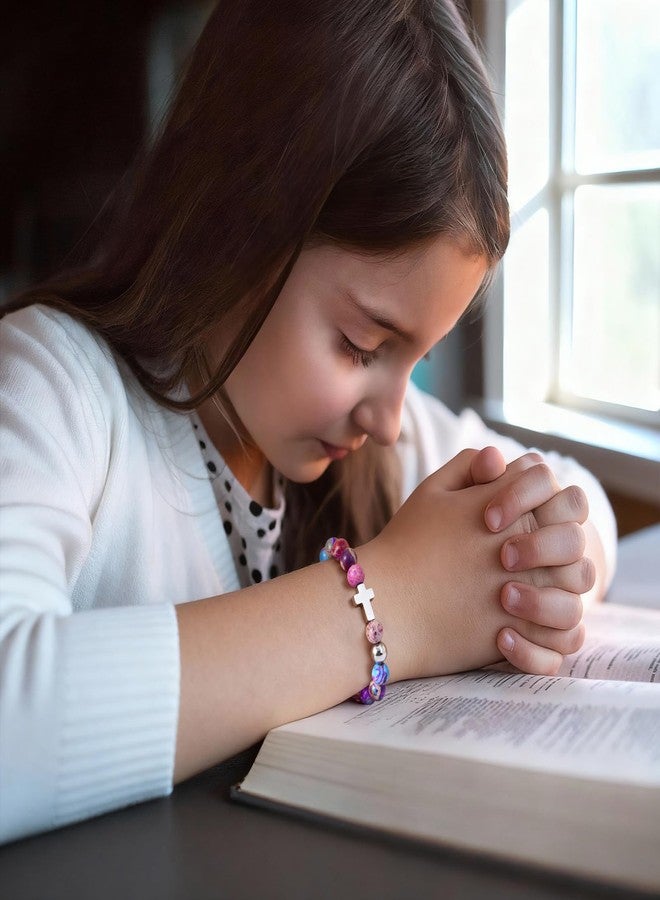 MEALGUET Easter Basket Stuffers for Teenage Girls : Cross Bracelet Emperor Stone Beads Bracelets Faith Christian Gifts Jewelry Catholic Religious Baptism Communion Easter Gift for Teens,Joshua 1 9 - Image 2