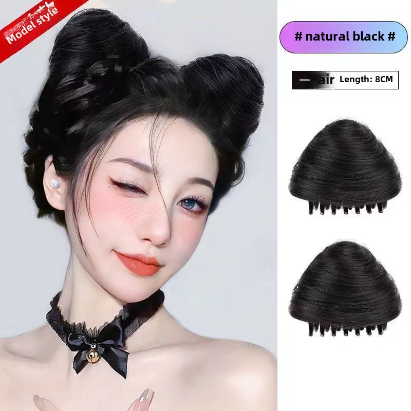 Generic Cute Cat Ear Wig Bun Cosplay Hair Accessories [One pair] cat ears natural black [One pair] cat ears natural black