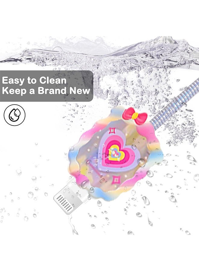 Peachjoy Cable Protector for iPhone Charger, Lovely Cable Protector Compatible with iPhone 18W/20W Charger Anti-Bending USB Cable Cover with Spiral Ropeand End Protector (Love Heart)  - Image 3