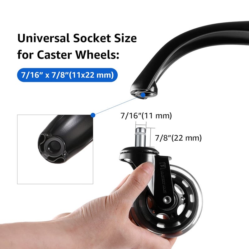 MASTERY MART Heavy Duty Office Chair Base Replacement, 2500 Lbs, 28"(70 cm), Metal Desk Chair Base Replacement Parts with Universal Gas Cylinder Hole and Casters Sockets, Matte Black - Image 3