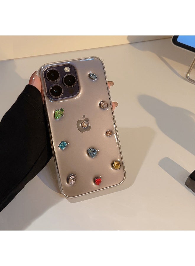 NIBEMINENT Three Dimensional Colored Diamonds Protective TPU Case Cover For iPhone 15 Plus - Image 1