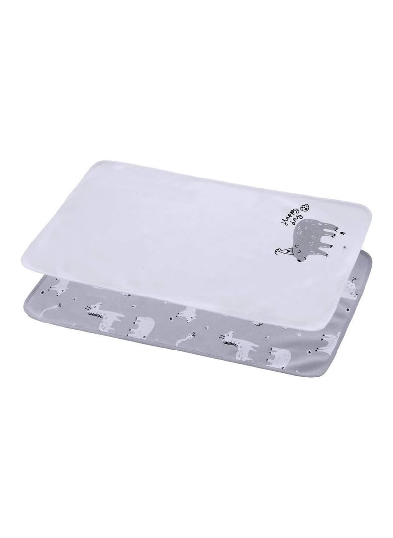 LAT LEE AND TOWN 2 Piece Diaper Changing Pad Soft Cotton Waterproof Baby Changing Pad Liners Portable Changing Mat (L, White)  - Image 1