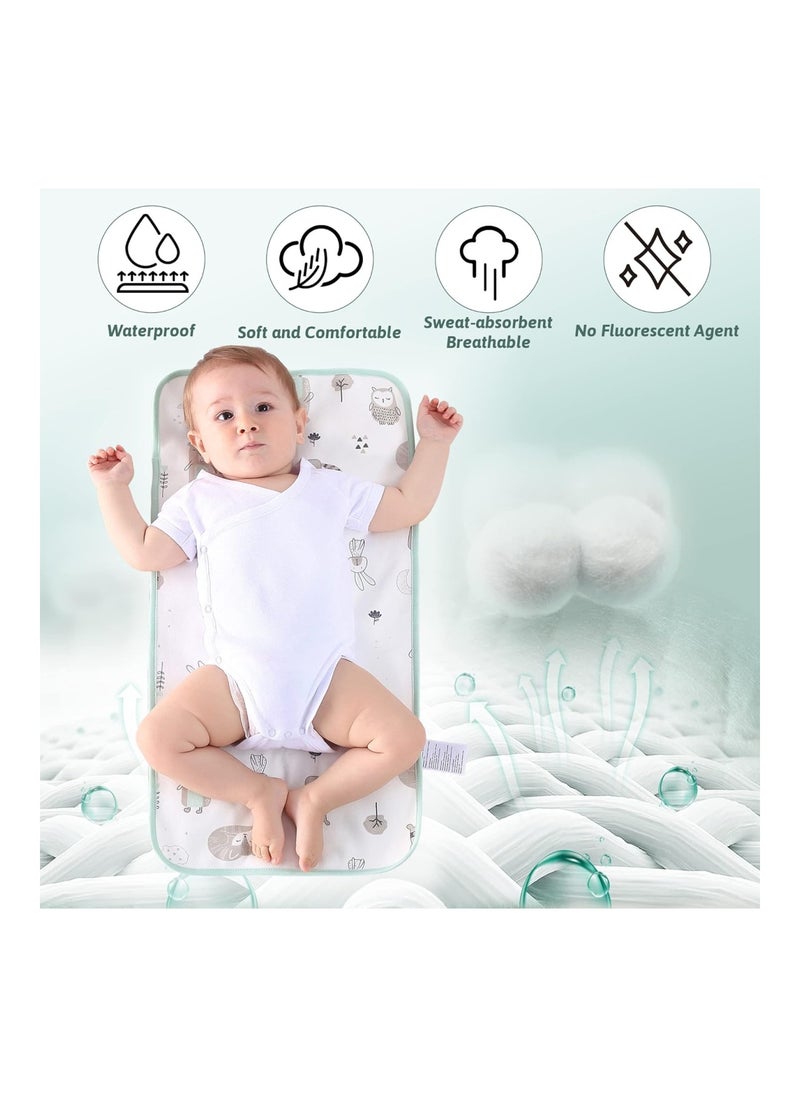LAT LEE AND TOWN 2 Piece Diaper Changing Pad Soft Cotton Waterproof Baby Changing Pad Liners Portable Changing Mat (L, White)  - Image 3