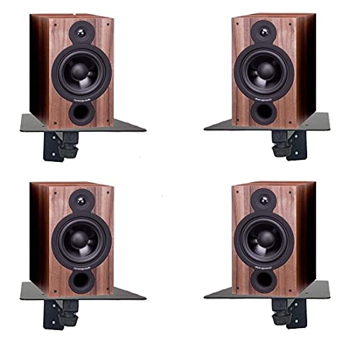 Audiovan Superior Shelf Speaker Wall Mount Speaker Stand, Speaker Wall Mount (6 x 6 Inches) 4 Pcs Pack - Image 1