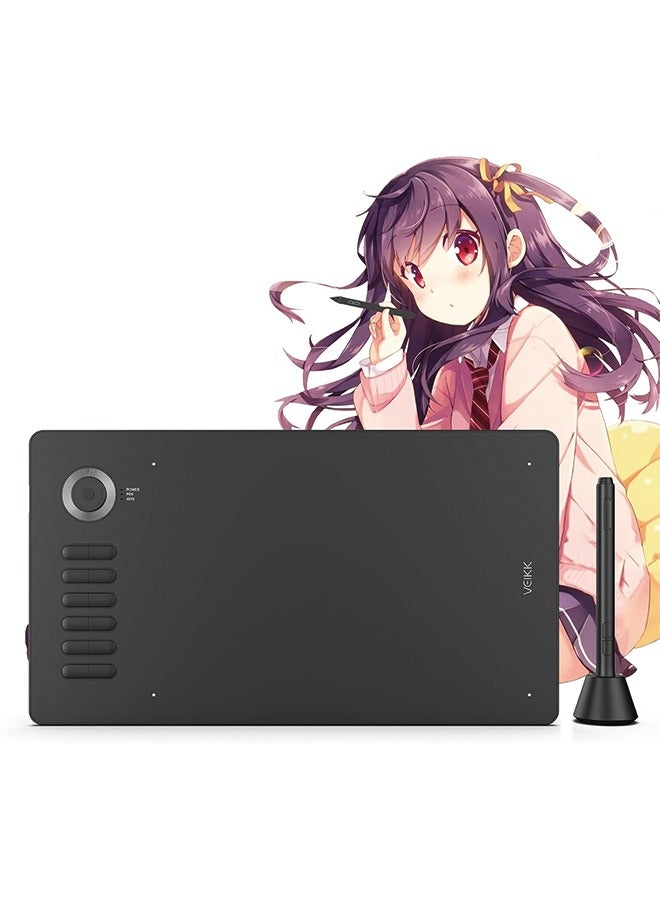 VEIKK A15 Pro Graphics Drawing Pen Tablet : Large Active Area Graphics Digital Drawing Tablets with Battery-Free Stylus and 12 Shortcut Keys for Designer Students Teacher (Grey) - Image 1