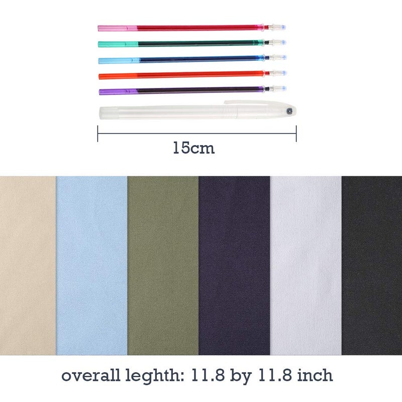 Caydo 6 Pieces Fabric for Embroidery, Including 6 Colors Embroidery Fabric 5 Colors Water-Soluble Pens for Embroidery Projects and Upholstery Decoration, 11.8 by 11.8-Inch - Image 2