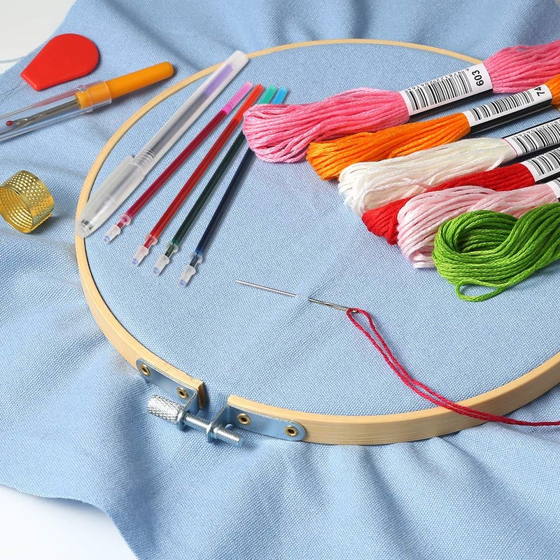 Caydo 6 Pieces Fabric for Embroidery, Including 6 Colors Embroidery Fabric 5 Colors Water-Soluble Pens for Embroidery Projects and Upholstery Decoration, 11.8 by 11.8-Inch - Image 4