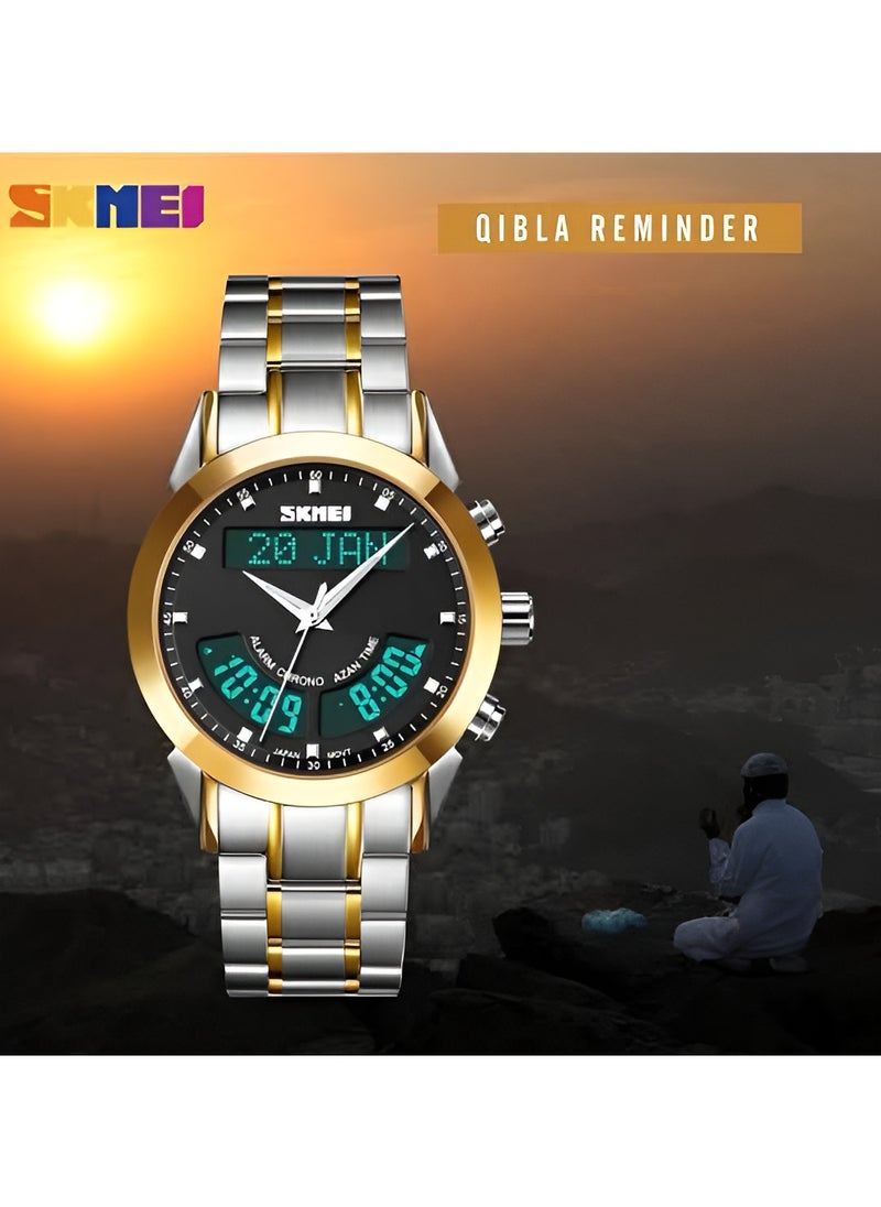 SKMEI SKMEI Digital & Analog Stainless Steel Watch – Gold & Silver  - Image 4