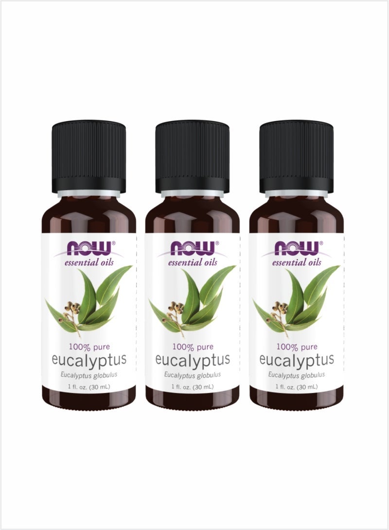 NOW Eucalyptus Essential Oil - Pure Invigorating Aromatherapy, 30ml (Pack of 3)