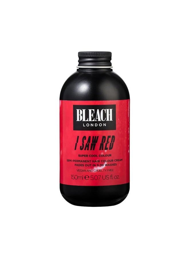 BLEACH LONDON I Saw Red Color, Vibrant Bright Red Semi-Permanent Hair Color Cream, 5.07 fl Oz, Vegan, Cruelty Free, Suitable for Bleached Blonde Hair  - Image 1
