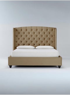 Bed and Mattress Zone Ottoman Tufted Upholstered Bed 200x180 King Size Beige Color 