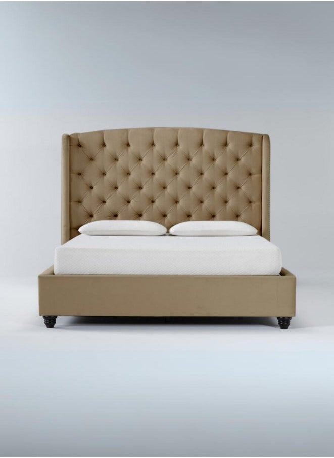 Bed and Mattress Zone Ottoman Tufted Upholstered Bed 200x180 King Size Beige Color 