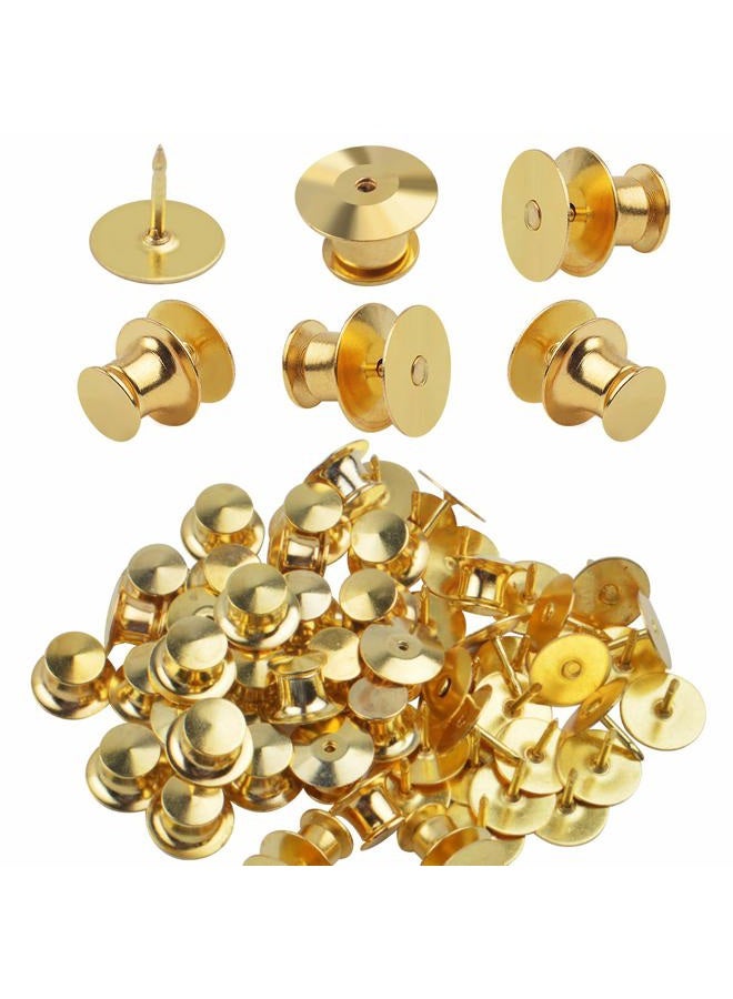 Aylifu Tie Tacks and Clutch Backs Set, 30 Pieces Metal Pin Backs Locking Pin Keepers with 30 Pieces 10mm Tie Tacks Blank Pins (Gold)- No Tool Required - Image 1