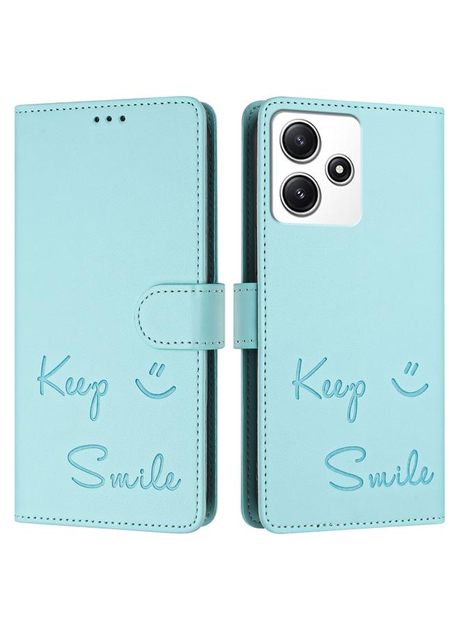 erorex Case For Redmi 12 5G Global / India Smile Embossing RFID Leather Phone Case - Image 3