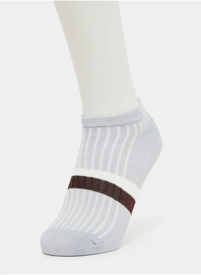 ستايلي Styli Pack of 5 Multicolor Striped Ankle Socks
