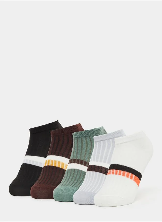 ستايلي Styli Pack of 5 Multicolor Striped Ankle Socks