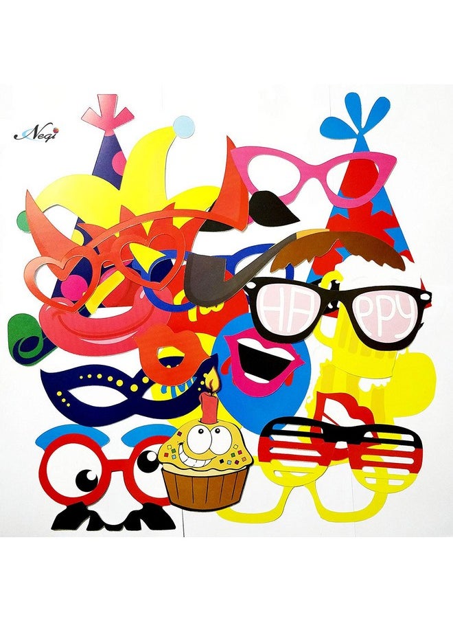 Negi - Negi Paper Birthday Photo Booth, Multicolour, 26 Pieces - Image 1