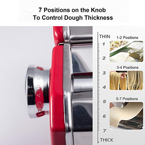 Shule Pasta Maker Machine Stainless Steel Adjustable Pasta Roller and Cutter for Tagliattelle Linguine Lasagna Noodles, Classic Red - Image 4
