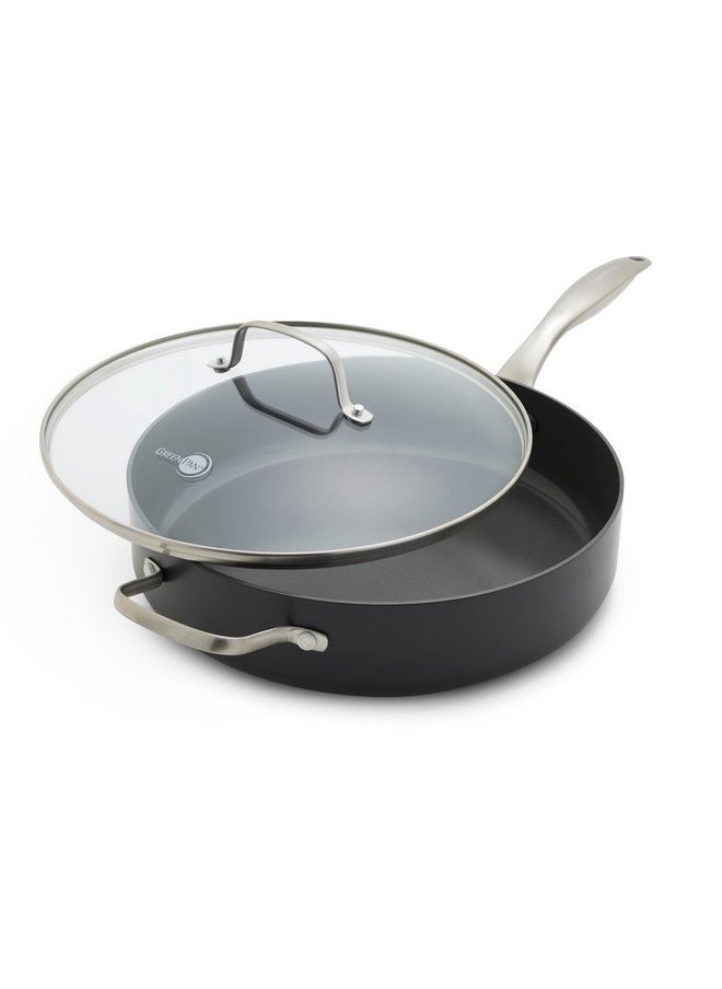 Greenpan GreenPan Canterbury 5QT Sauté Pan with Lid, Hard Anodized Healthy Ceramic Nonstick, Non-Toxic PFAS & PFOA-Free, Stainless Steel Handle, Metal Utensil Safe, Dishwasher Safe, Oven Safe, Black  - Image 1