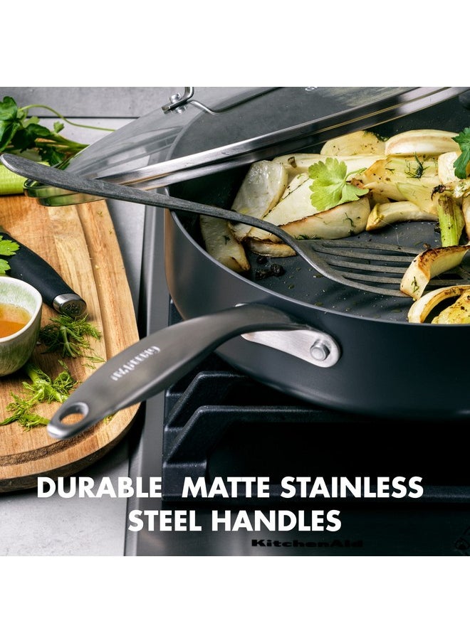 Greenpan GreenPan Canterbury 5QT Sauté Pan with Lid, Hard Anodized Healthy Ceramic Nonstick, Non-Toxic PFAS & PFOA-Free, Stainless Steel Handle, Metal Utensil Safe, Dishwasher Safe, Oven Safe, Black  - Image 3