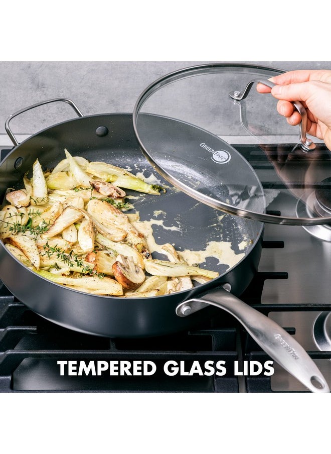 Greenpan GreenPan Canterbury 5QT Sauté Pan with Lid, Hard Anodized Healthy Ceramic Nonstick, Non-Toxic PFAS & PFOA-Free, Stainless Steel Handle, Metal Utensil Safe, Dishwasher Safe, Oven Safe, Black  - Image 2