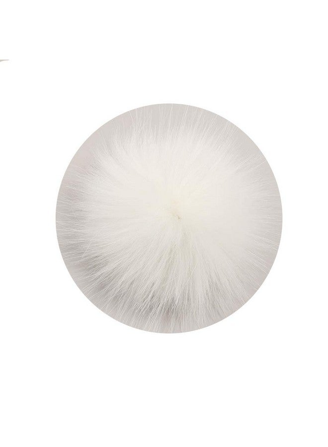 LFOUVRE Pack of 6 Faux Fox Fur Pompoms 3.9inch/10CM Furry Pom Pom Ball with Elastic Loop Knitting Crafts Hat Charm Accessories (White) - Image 1