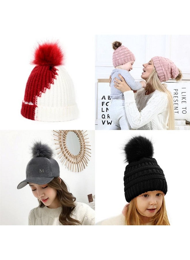 LFOUVRE Pack of 6 Faux Fox Fur Pompoms 3.9inch/10CM Furry Pom Pom Ball with Elastic Loop Knitting Crafts Hat Charm Accessories (White) - Image 5