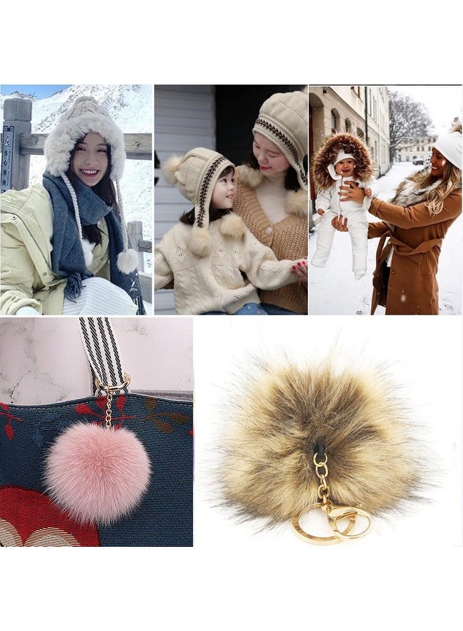 LFOUVRE Pack of 6 Faux Fox Fur Pompoms 3.9inch/10CM Furry Pom Pom Ball with Elastic Loop Knitting Crafts Hat Charm Accessories (White) - Image 4