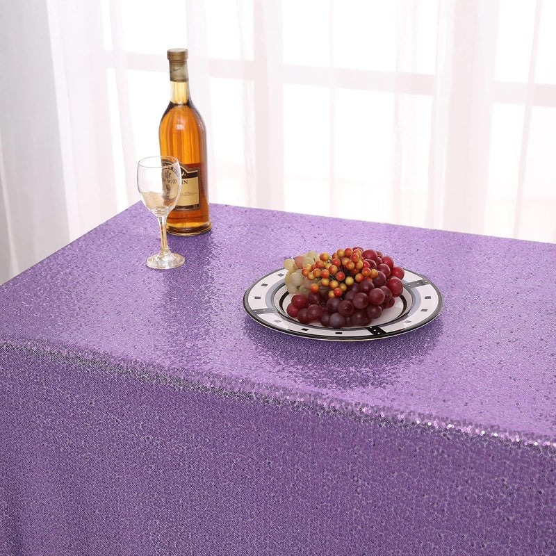 nanbowang Sequin Tablecloth - Light Purple Table Cloths for Parties Rectangular Table Cover Overlay Sequin Fabric Table Linens Birthday/Baby Shower/Tea Party Decor - Image 2