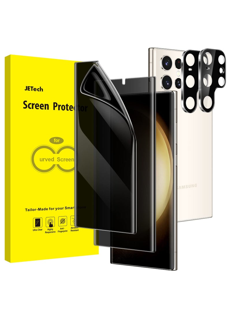 جي تيك واقي شاشة للخصوصية لهاتف Samsung Galaxy S23 Ultra 5g 6.8 بوصة مع واقي عدسة الكاميرا المضاد للتجسس المرن من مادة TPU وفتح بصمة الإصبع متوافق مع عبوتين لكل منهما - Image 1