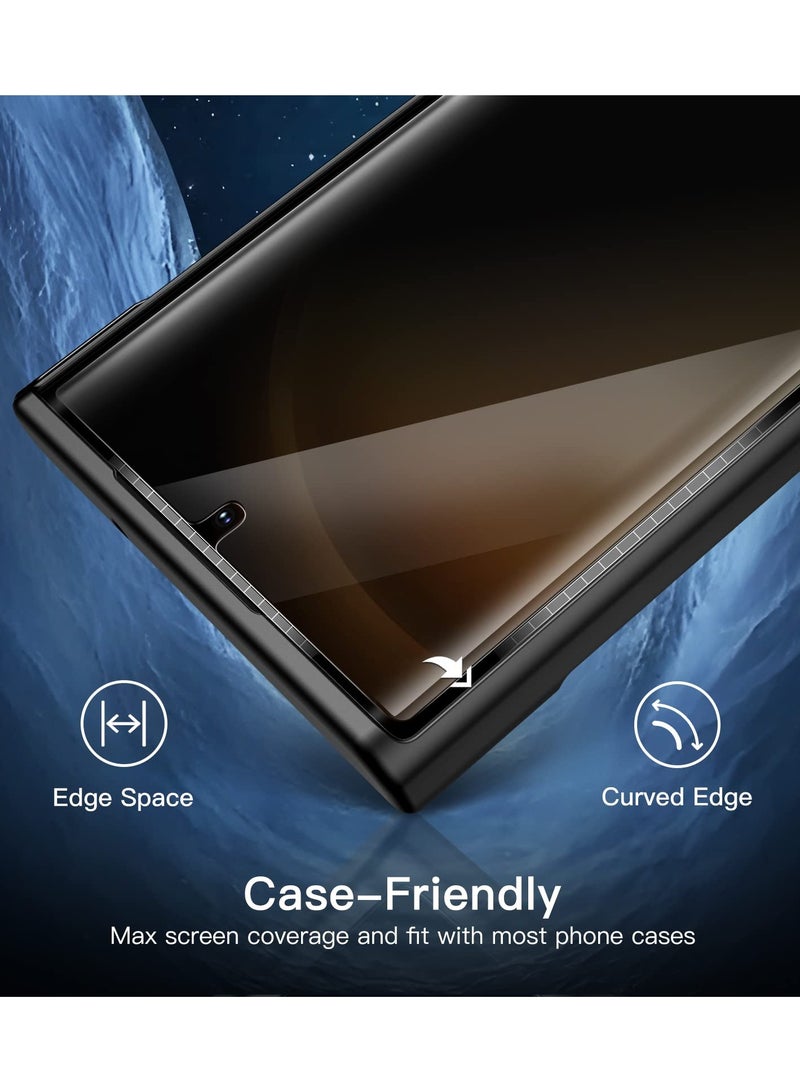 جي تيك واقي شاشة للخصوصية لهاتف Samsung Galaxy S23 Ultra 5g 6.8 بوصة مع واقي عدسة الكاميرا المضاد للتجسس المرن من مادة TPU وفتح بصمة الإصبع متوافق مع عبوتين لكل منهما - Image 3