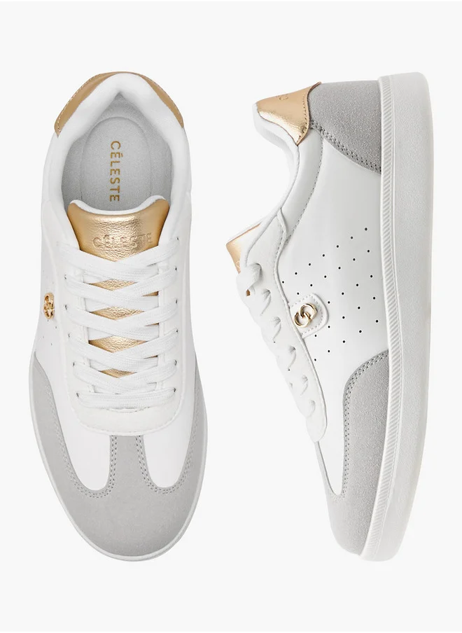 سيليست Women's Logo Detail Sneakers with Lace-Up Closure