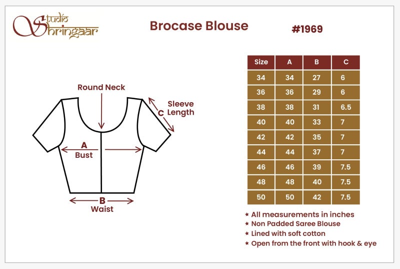 Studio Shringaar Women's Benaras Brocade Short Sleeves Readymade Saree Blouse,(Dark Maroon,42) - Image 5