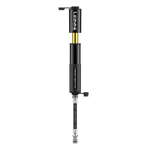 LEZYNE Pocket Drive HV Compact Bike Hand Pump | 90 PSI High Volume CNC Aluminum Mini Bicycle Pump, ABS Flex Hose, Presta & Schrader Compatible, Frame Mount Included, Black (1-MP-PKDRHV-V104) - Image 2