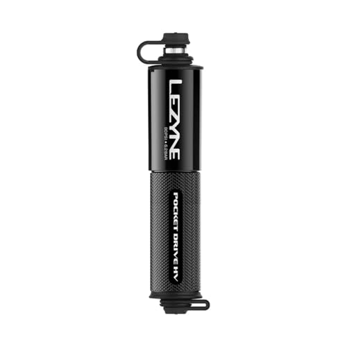 LEZYNE Pocket Drive HV Compact Bike Hand Pump | 90 PSI High Volume CNC Aluminum Mini Bicycle Pump, ABS Flex Hose, Presta & Schrader Compatible, Frame Mount Included, Black (1-MP-PKDRHV-V104) - Image 3