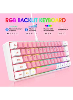 Rock Pow 60% Wired Gaming Keyboard RGB Backlit Ultra-Compact Mini Keyboard Waterproof Small Compact 61 Keys Keyboard for PC/Mac Gamer Typist Travel Easy to Carry on Business Trip  - Image 2