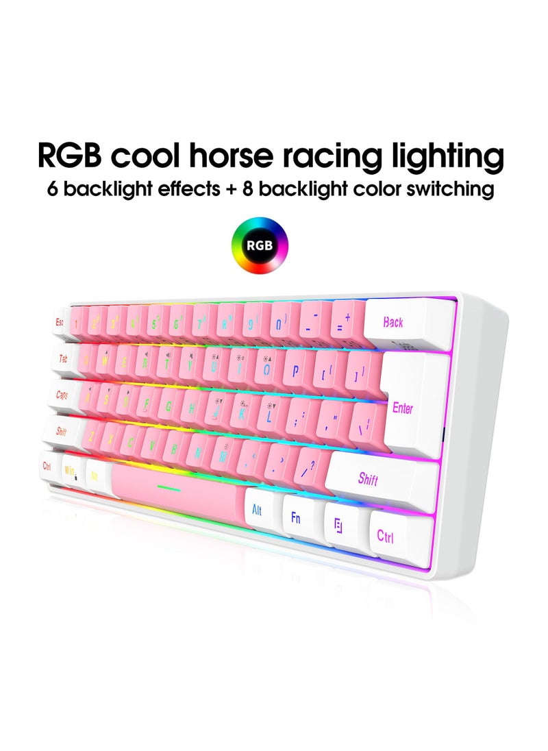 Rock Pow - 60% Wired Gaming Keyboard RGB Backlit Ultra-Compact Mini Keyboard Waterproof Small Compact 61 Keys Keyboard for PC/Mac Gamer Typist Travel Easy to Carry on Business Trip - Image 1