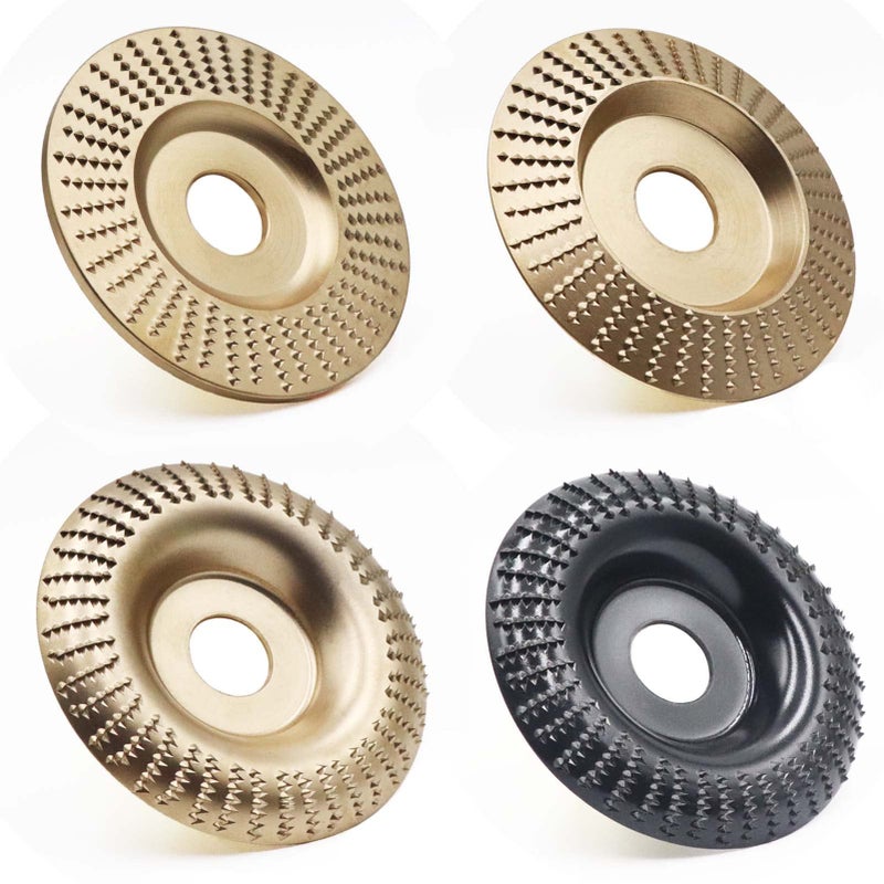 WHLLING 4PCS Wood Carving Disc Set for 4" or 4 1/2" Angle Grinder with 5/8" Arbor, Grinding Wheel Shaping Disc for Wood Cutting, Wood Shaping Carving Disc, Woodworking Angle Grinder Attachment - Image 1