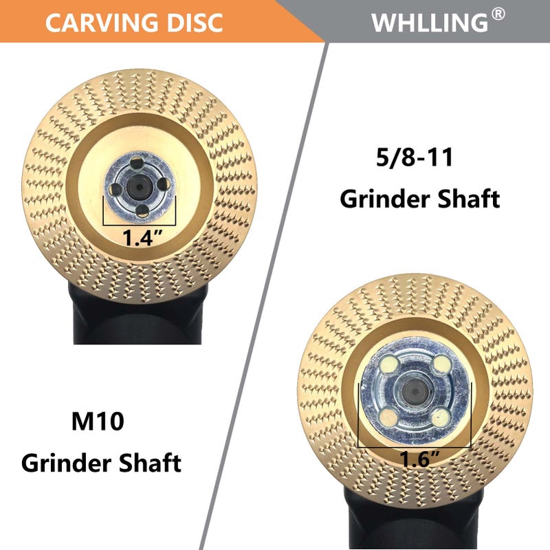 WHLLING 4PCS Wood Carving Disc Set for 4" or 4 1/2" Angle Grinder with 5/8" Arbor, Grinding Wheel Shaping Disc for Wood Cutting, Wood Shaping Carving Disc, Woodworking Angle Grinder Attachment - Image 3