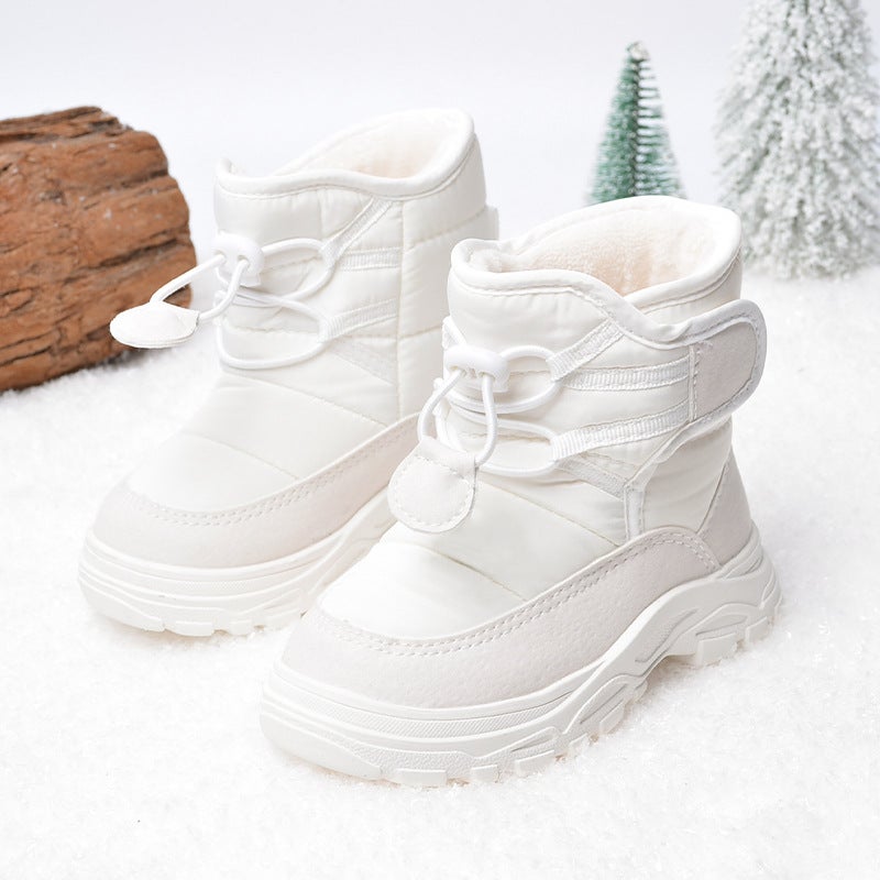 Kids Winter Boots Magic Tape Warm Cotton White 