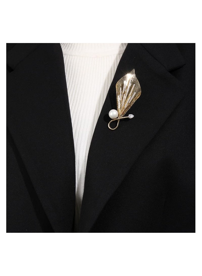Flower Lady Brooch Pin Calla Lily Brooch Pins Elegant Pearl For Women Fashion Christmas Gift Women's Decorative Dress Accessory Fashion Costume