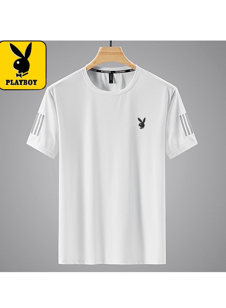 PLAYBOY Men's Ice Silk Sports Quick Drying Short sleeved T-shirt  - Image 1