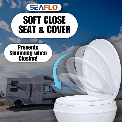 SEAFLO RV Toilet with Sprayer Attachment - White, 18.4” Residential Height, Gravity Flush Foot Pedal Camper Toilet Soft Close Seat Elongated Bowl Motorhome, 4-Year Warranty, SFRTPH-01-02 - Image 4