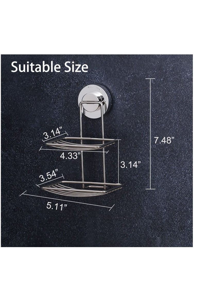 Excefore 2 Tier Soap Holder for Shower Wall, Stainless Steel Bar Soap Holder for Shower Wall, Powerful Adhesive No Drilling Shower Soap Holder, Suitable for Shower Bathroom Bathtub Kitchen - Image 5