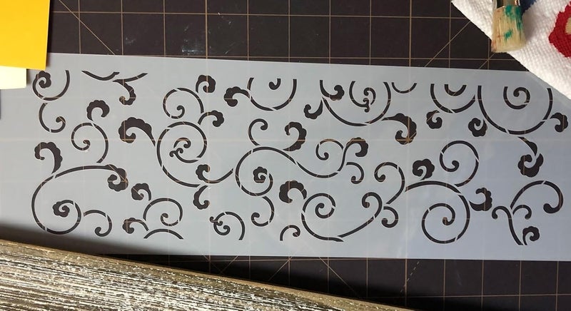 Designer Stencils C358 Leafy Scroll Cake Stencil BeigeSemiTransparent - Image 4
