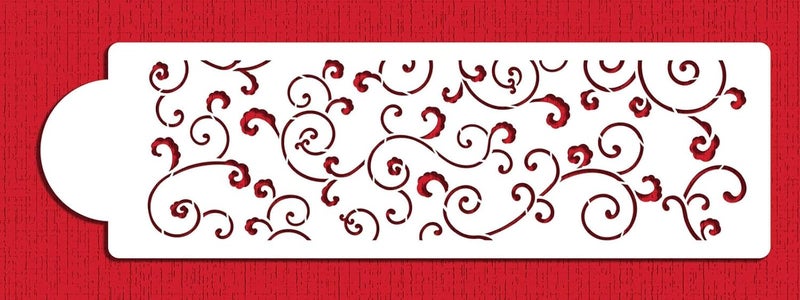 Designer Stencils C358 Leafy Scroll Cake Stencil BeigeSemiTransparent - Image 2