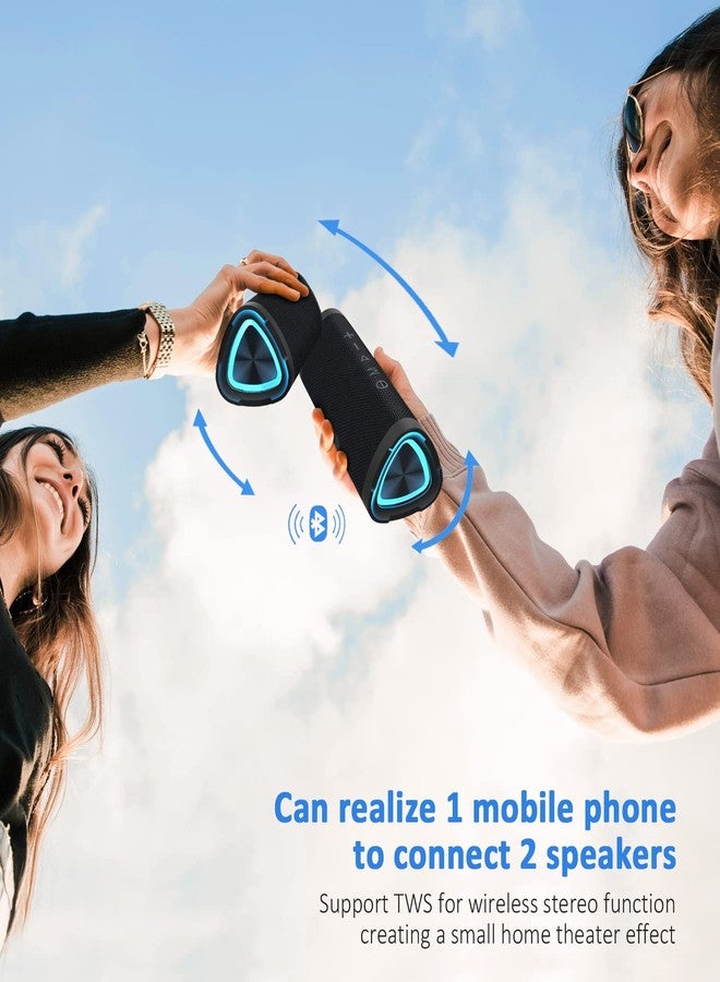 فانزون مكبر صوت بلوتوث لاسلكي محمول من فانزون V40، مقاوم للماء بمعيار IPX7، يعمل لمدة 24 ساعة، صوت ستيريو بقوة 24 واط، وخاصية الاقتران المزدوج TWS، مناسب للمنزل/الحفلات/الأنشطة الخارجية/الشاطئ - Image 5