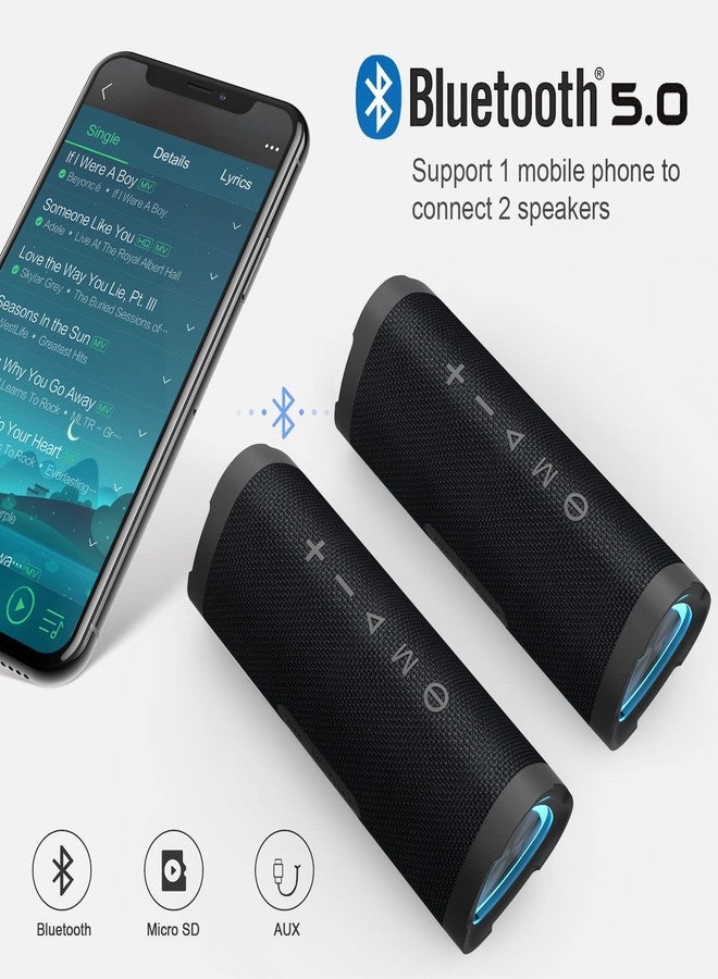 فانزون مكبر صوت بلوتوث لاسلكي محمول من فانزون V40، مقاوم للماء بمعيار IPX7، يعمل لمدة 24 ساعة، صوت ستيريو بقوة 24 واط، وخاصية الاقتران المزدوج TWS، مناسب للمنزل/الحفلات/الأنشطة الخارجية/الشاطئ - Image 3