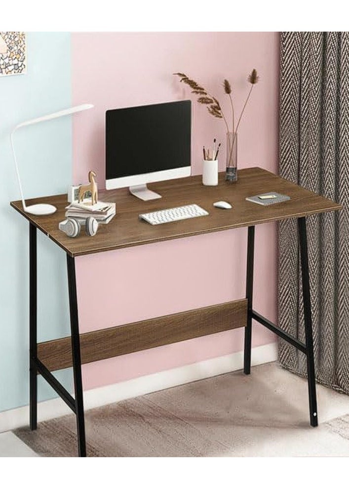 C&C Home Small Computer Desk for Small Spaces Compact Writing Table with Raised Monitor Shelf Modern Laptop Desk for Home Office, Bedroom, Study, or Apartment Workstation 100×55×74 cm 